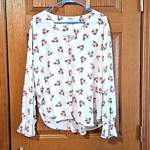 Loft blouse white with red floral large